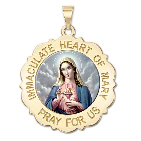 Immaculate Heart of Mary Scalloped Color Religious Medal