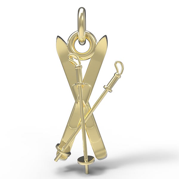 Downhill Skis with Poles Charm(0776)