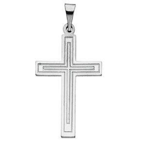 14K White Gold CROSS PENDANT W/DESIGN