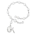 Sterling Silver Polished Laser-Cut Rosary Bracelet