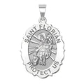 Saint Florian Scalloped Oval Religious Medal