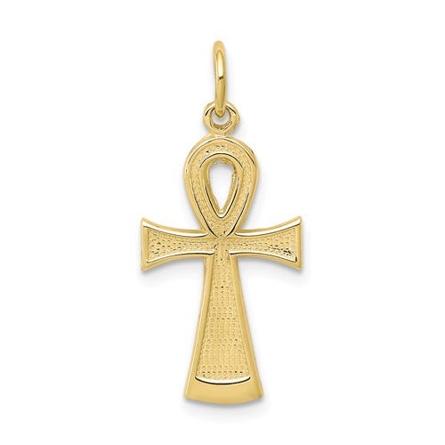 10k Solid Flat-Backed Ankh/Egyptian Cross Pendant