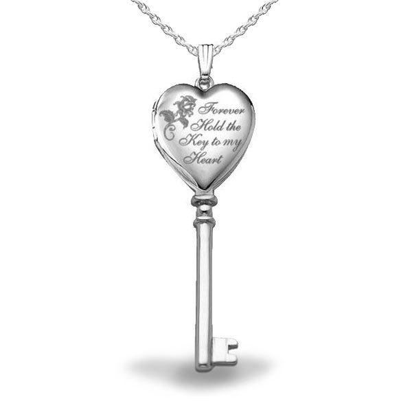 Silver Key To My Heart Photo Locket