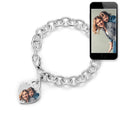 Sterling Silver Tiffany Style Heart "Mom" Photo Charm Bracelet