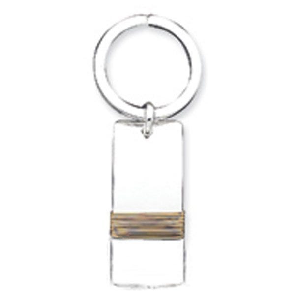 Engravable Sterling Silver Keychain with Vermeil Plating - Sterling Silver 3/4 Inch Wide x 1 3/4 Inch Tall