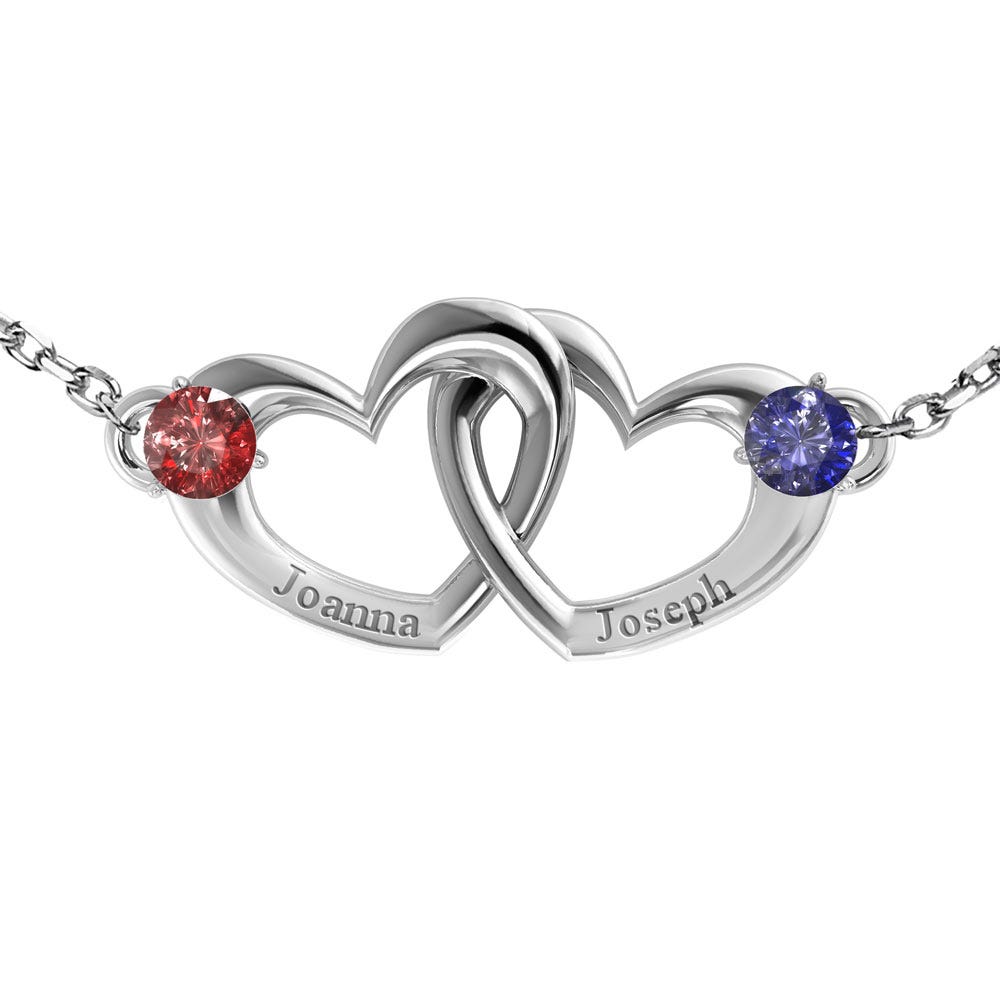 Interlocking Heart Promise Bracelet with Two Stones
