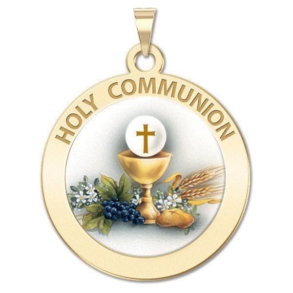 Holy Communion Religious Chalice Medal Color