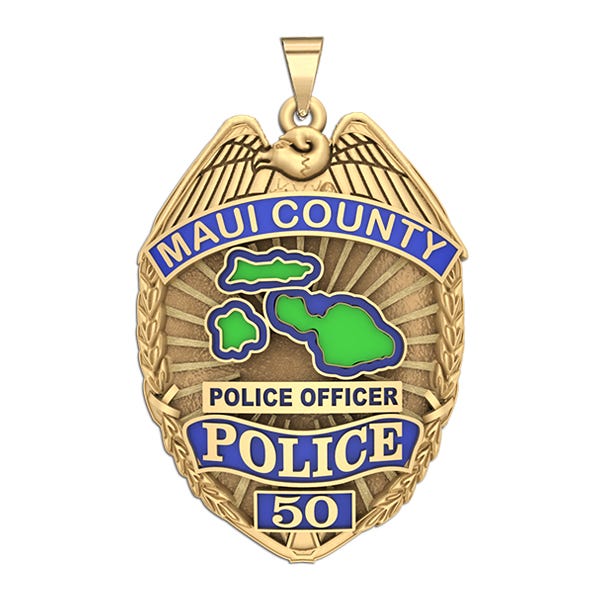 Personalized Maui Hawaii Police Badge with Your Rank and Number