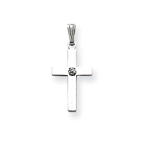 14k White Gold .01ct. Diamond Cross Pendant