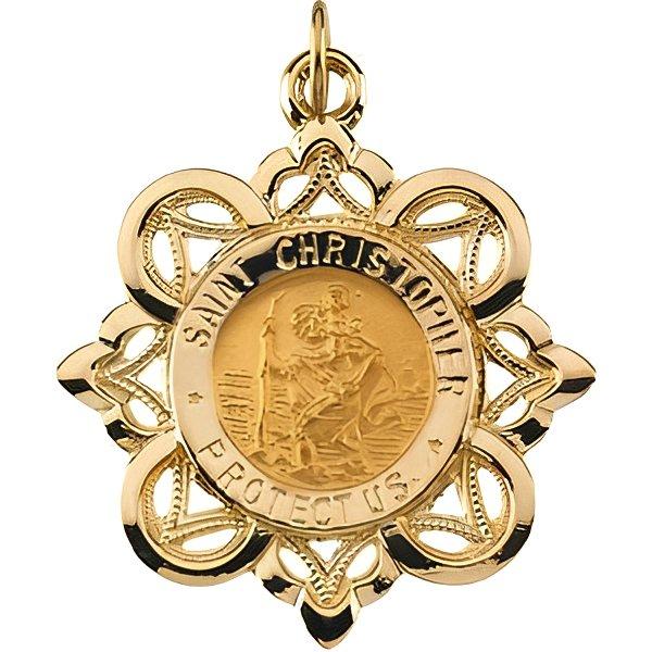 14k Gold Saint Christopher Religious Medal