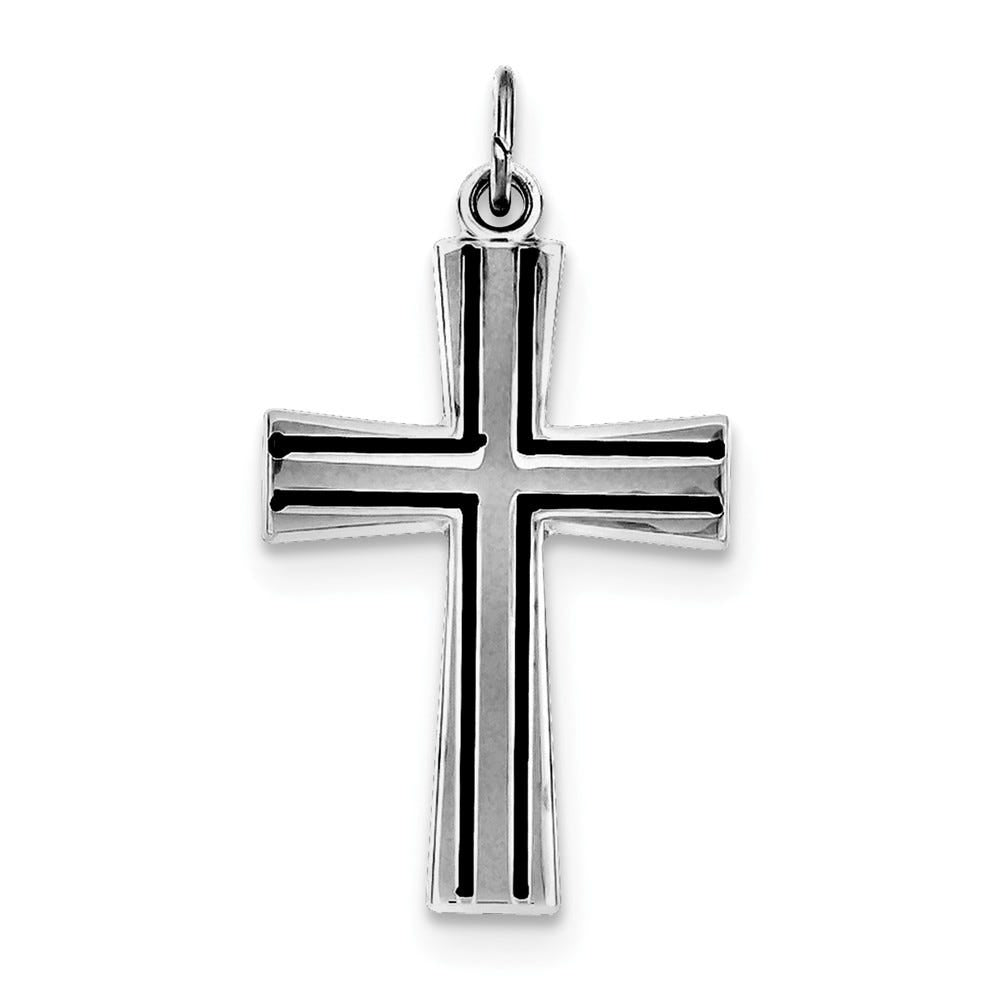 Sterling Silver Rhodium-plated Enameled Latin Cross Charm
