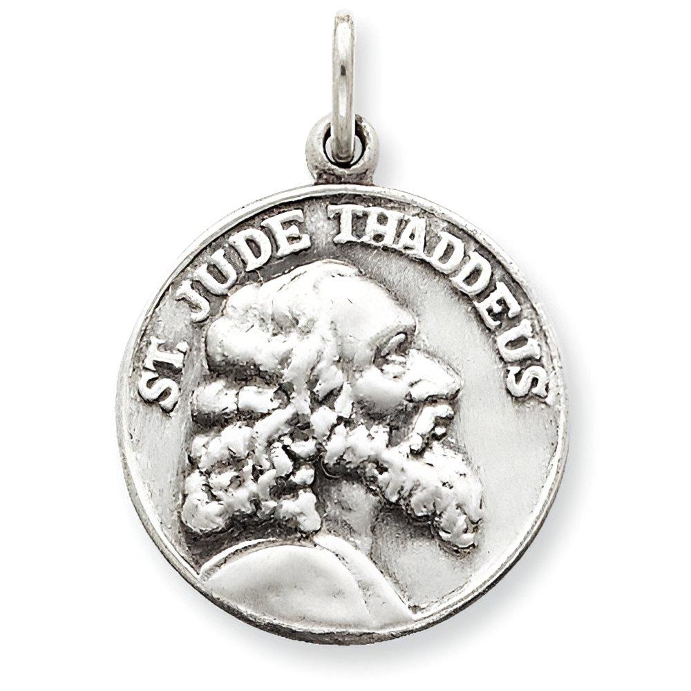 Sterling Silver Saint Jude Antiqued Coin Medal