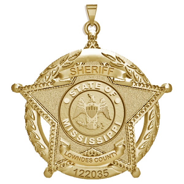 Personalized 5-Point Star Mississippi Sheriff Badge with Rank & Dept.