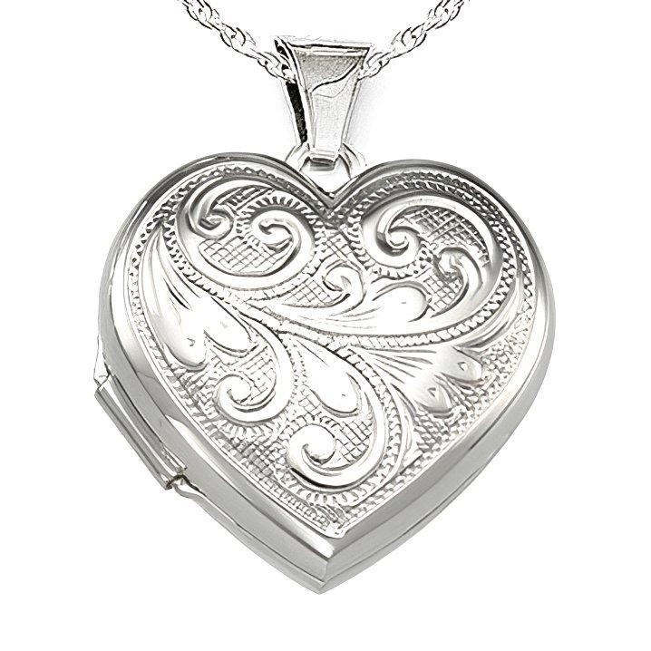 Silver Floral Heart Photo Locket