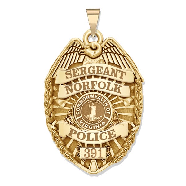 Personalized Virginia Police Badge with Your Rank, Number & Department