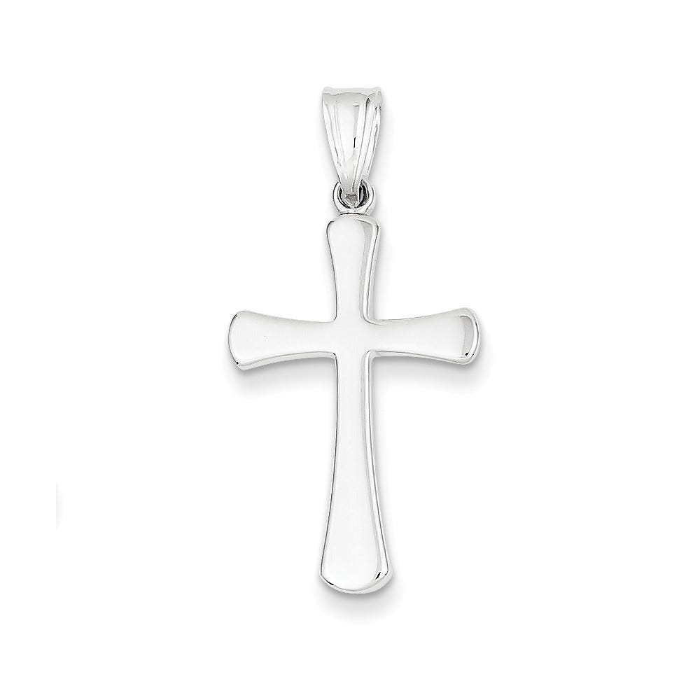 14k White Gold Hollow Cross Pendant