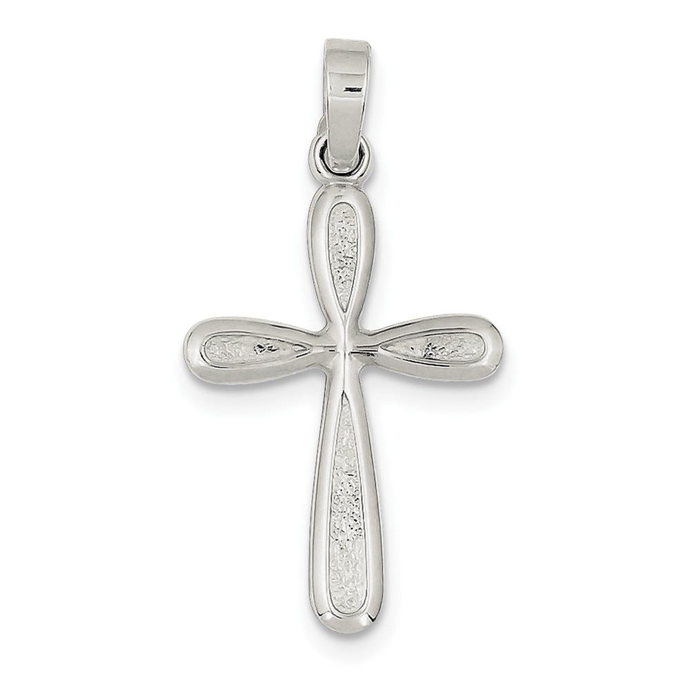 Sterling Silver Polished and Textured Cross Pendant