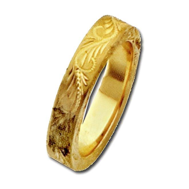14k Yellow Gold 4mm Fancy Wedding Band