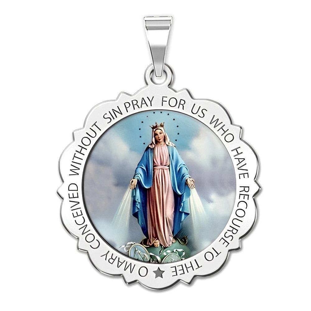 Miraculous Medal Scalloped Round Color