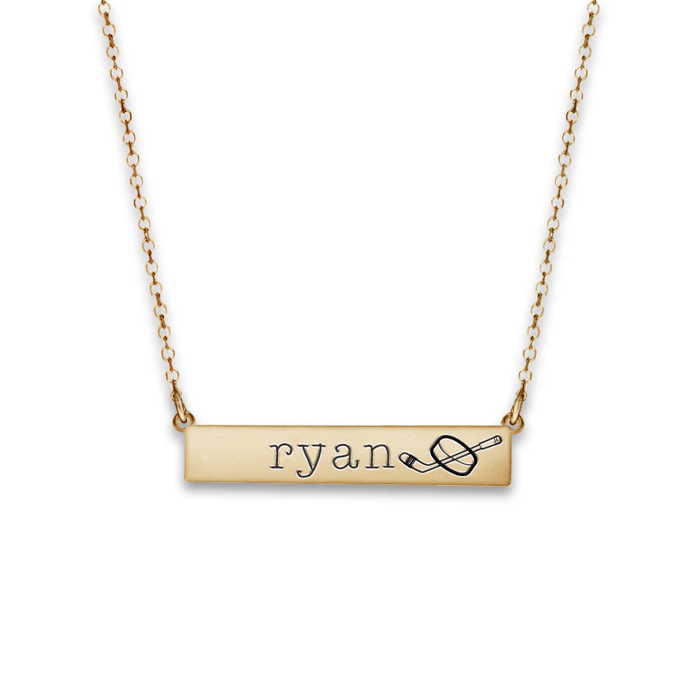 Personalized Horizontal Hockey Name Bar w/ Adjustable Chain