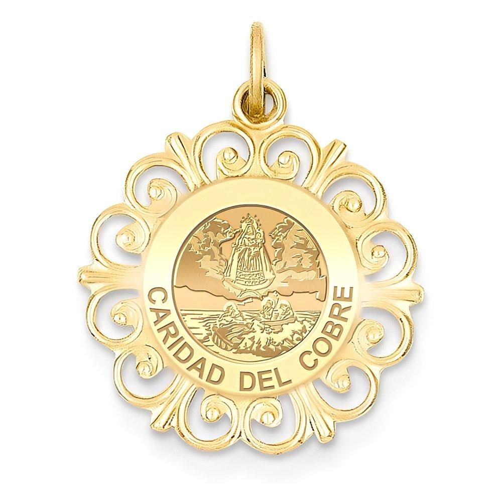 Caridad Del Cobre Round Filigree Religious Medal