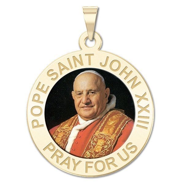 Pope Saint John XXIII Religious Round Medal Color