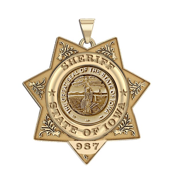 Personalized 7-Point Star Iowa Sheriff Badge with Number