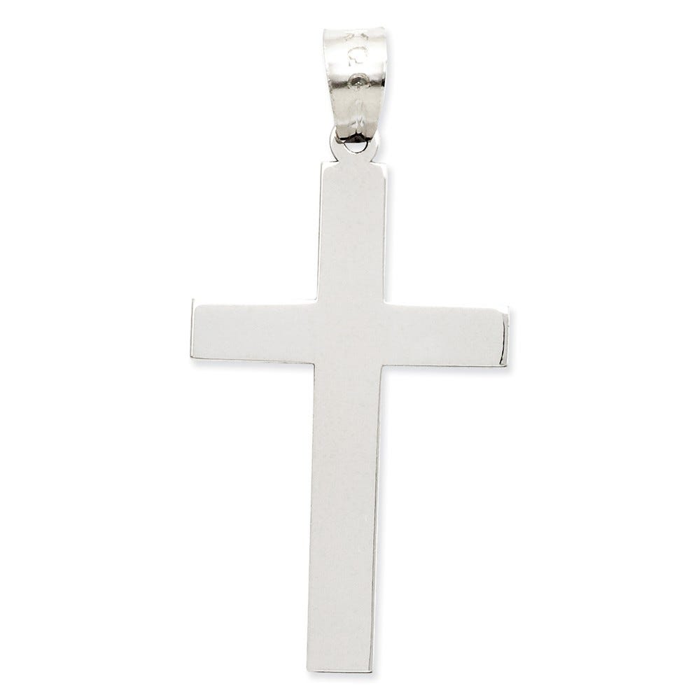 14k White Gold Polished Cross Pendant