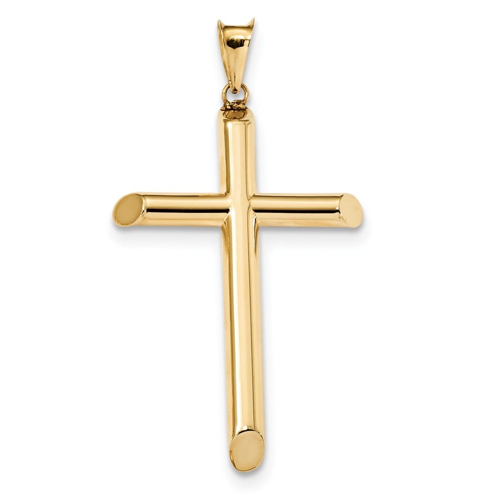 14k Polished Tube Thick-Arm Cross Pendant