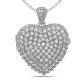 Silver Cubic Zirconia Photo Heart Photo Locket