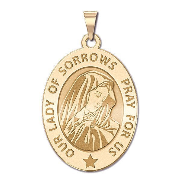 Our Lady of Sorrows Religious Medal  OVAL "EXCLUSIVE"