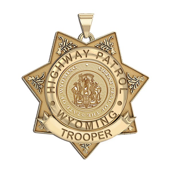 Personalized Wyoming Trooper Badge  with Rank, Number and Dept