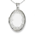 Silver Floral Oval Photo Locket