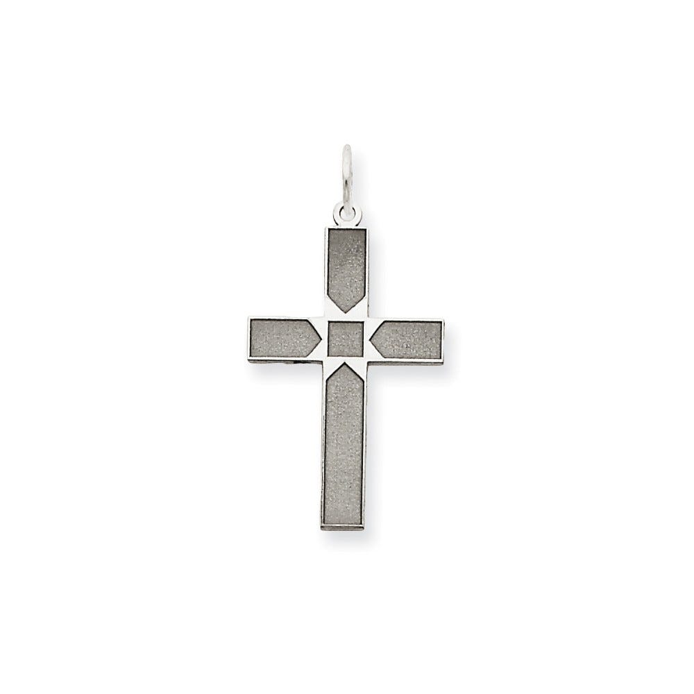 14K White Gold Laser Designed Cross Pendant
