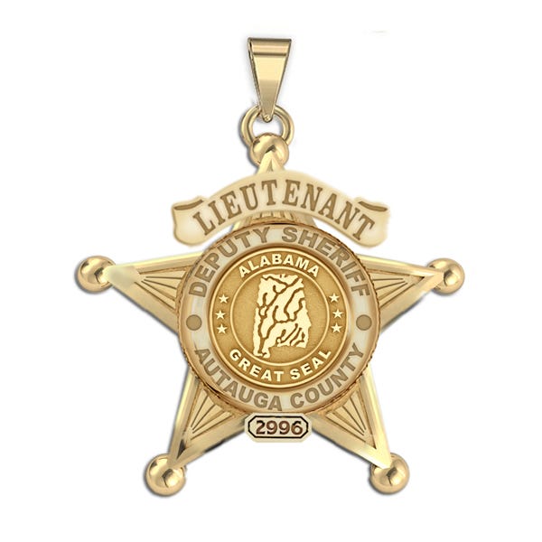 Personalized 5-Point Star Alabama Sheriff Badge with Rank, Number & Dept.
