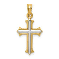 14k w/Rhodium Hollow Flared Tip Cross Pendant