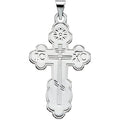 14K White Gold DIE STRUCK ORTHODOX CROSS PENDANT