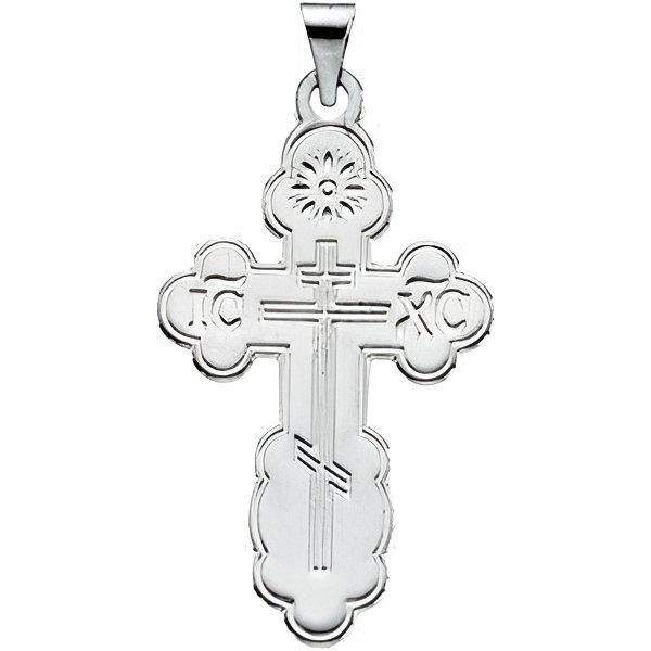 14K White Gold DIE STRUCK ORTHODOX CROSS PENDANT