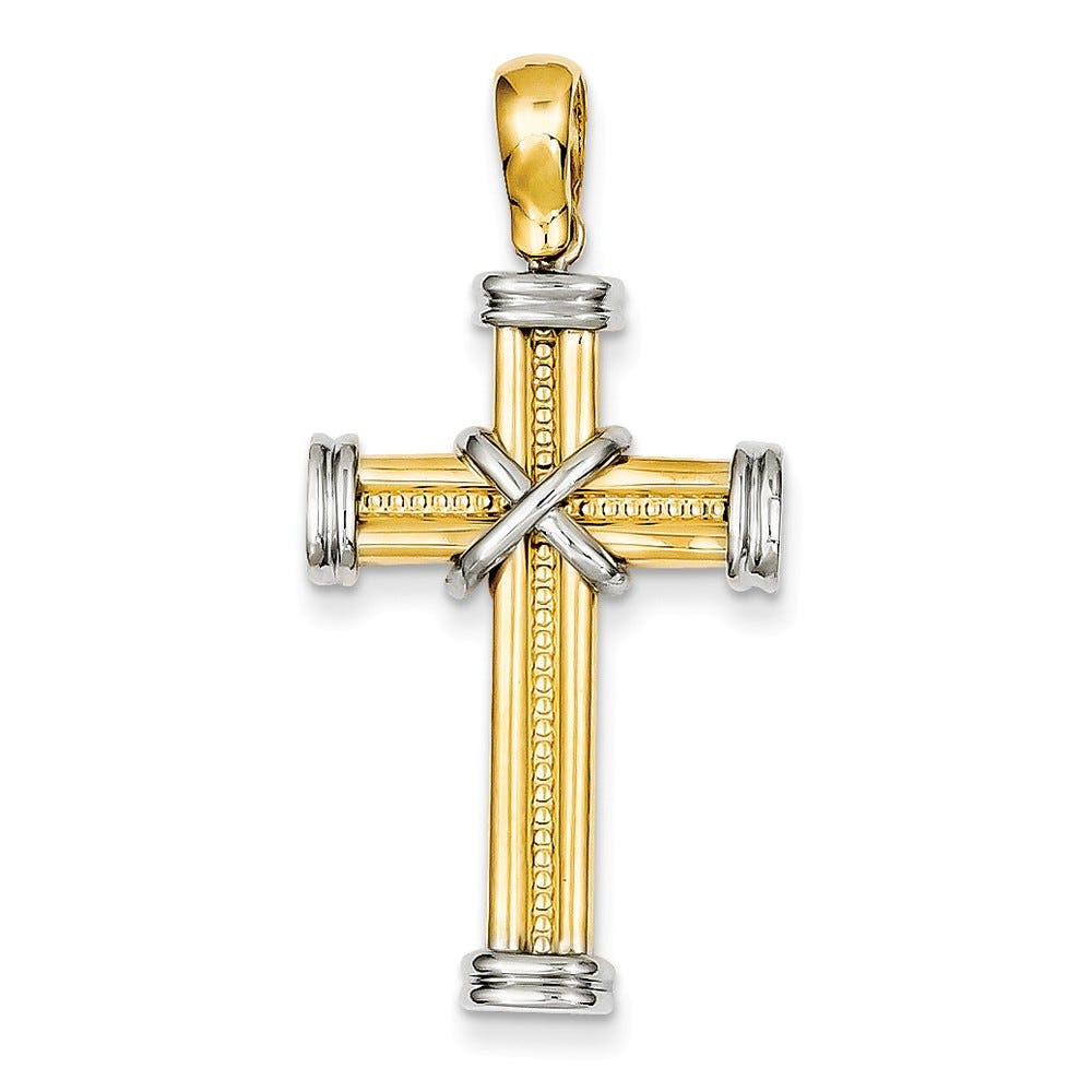 14k Two-tone Fancy Cross Pendant