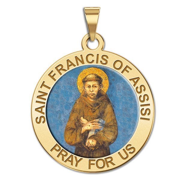 Saint Francis of Assisi Round Religious Medal "Color EXCLUSIVE"