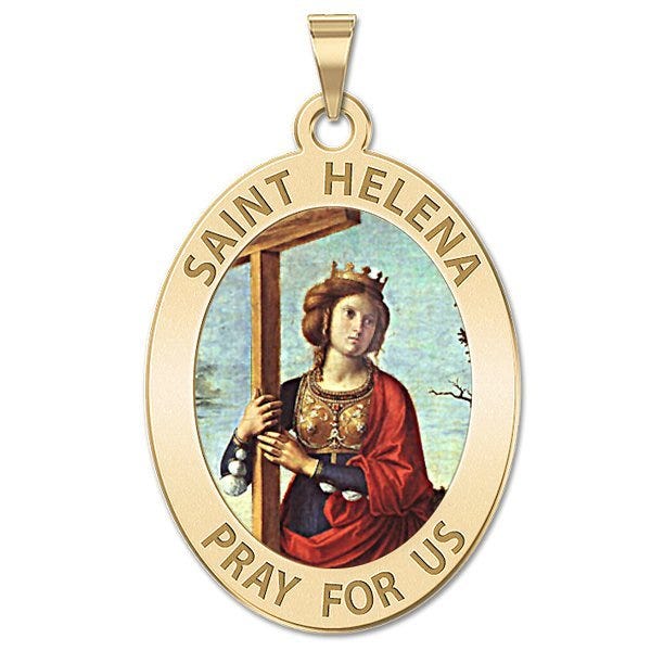 Saint Helena Oval Religious Color Medal