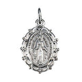 Sterling Silver MIRACULOUS MEDAL W/ 18 INCH CHAIN - Under 1/2 Inch Wide x 1/2 Inch Tall in Sterling Silver