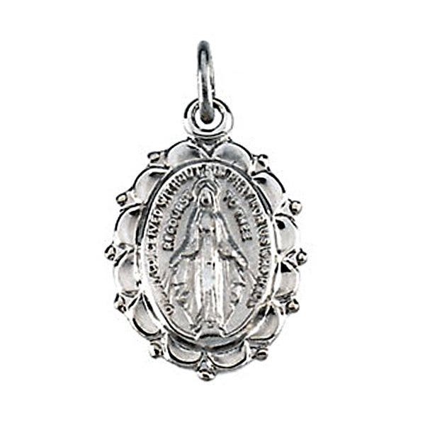Sterling Silver MIRACULOUS MEDAL W/ 18 INCH CHAIN - Under 1/2 Inch Wide x 1/2 Inch Tall in Sterling Silver