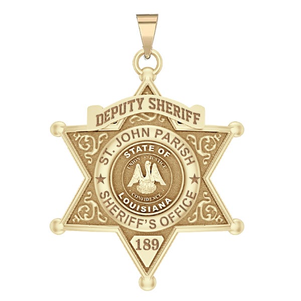 Personalized 6-Point Star Louisiana Sheriff Badge with Rank, Number & Dept.