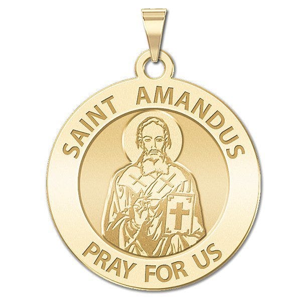 Saint Amandus Round Religious Medal