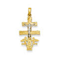 14k Two-tone Cara Vaca Crucifix Pendant