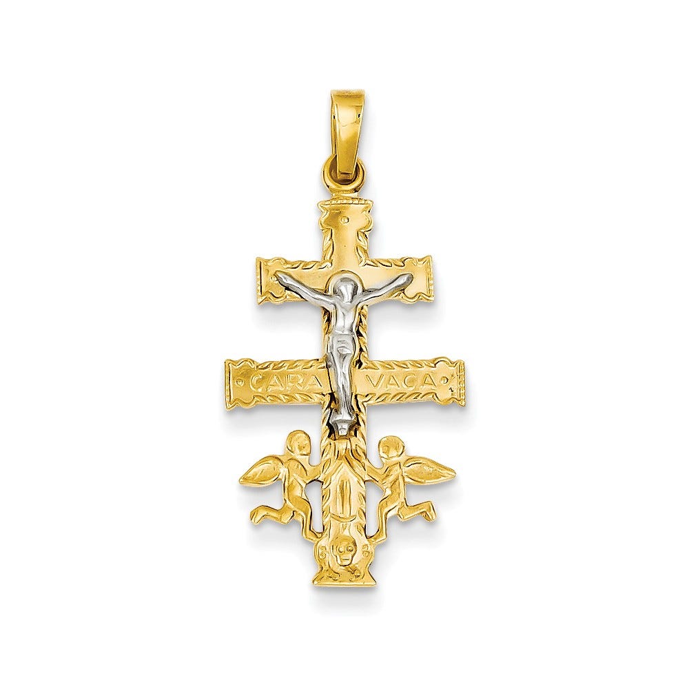 14k Two-tone Cara Vaca Crucifix Pendant