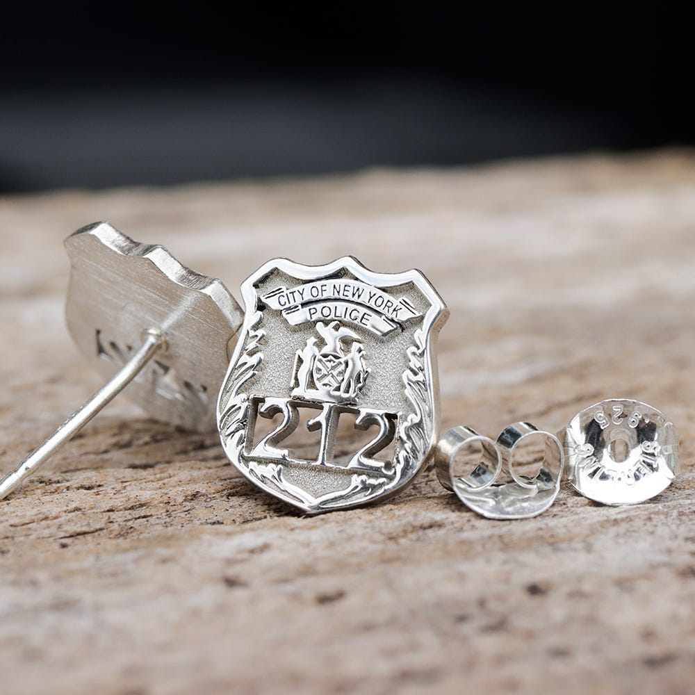 Personalized Police Badge Earrings with Your Number & Department