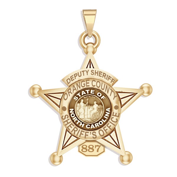 Personalized North Carolina 5-Point Star Sheriff Badge with Rank, Number & Dept.