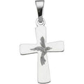 14K White Gold CROSS PENDANT W/ HOLY SPIRIT DESIGN